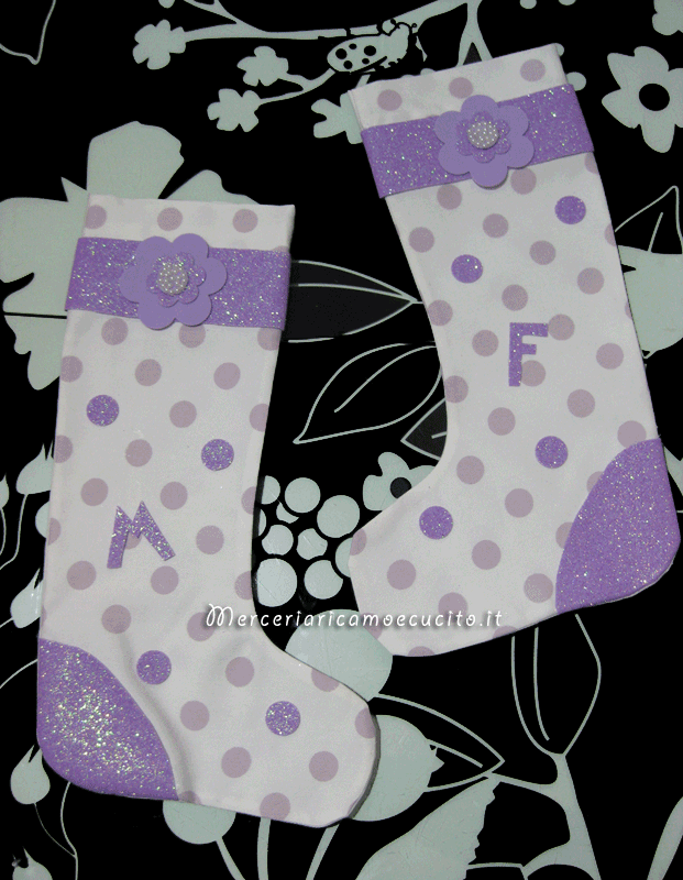 Calza befana pois con iniziale