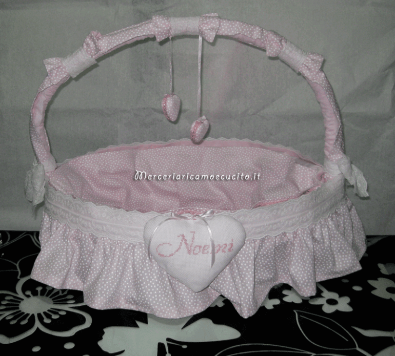 Cestino cuore e busta portaoggetti per Noemi