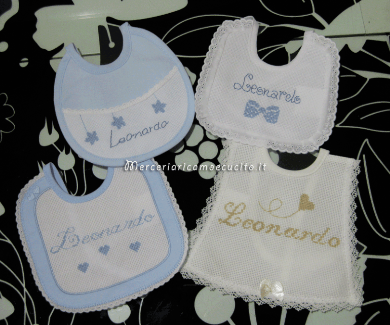 Set per nascita - Fiocco nascita macchina, sacchetti e bavette per Leonardo