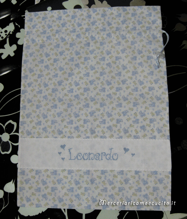 Set per nascita - Fiocco nascita macchina, sacchetti e bavette per Leonardo