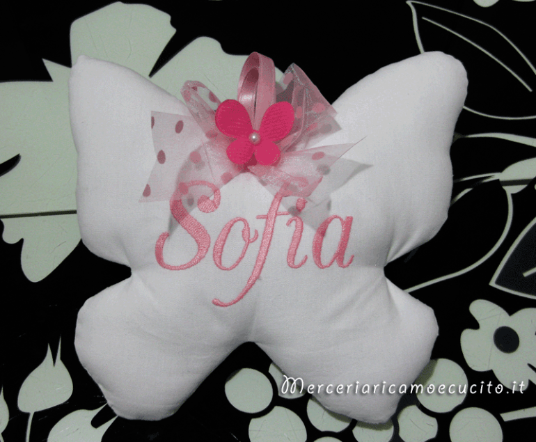 Fiocco nascita farfallina rosa per bambina