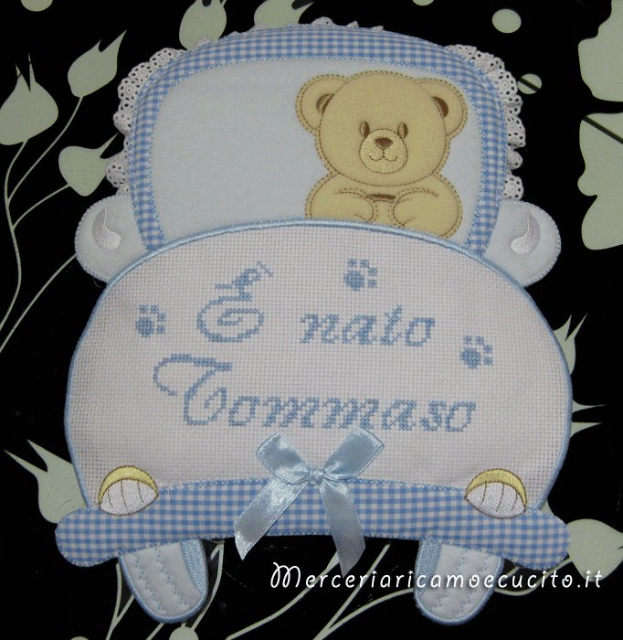 Fiocco nascita macchina celeste "È nato Tommaso"