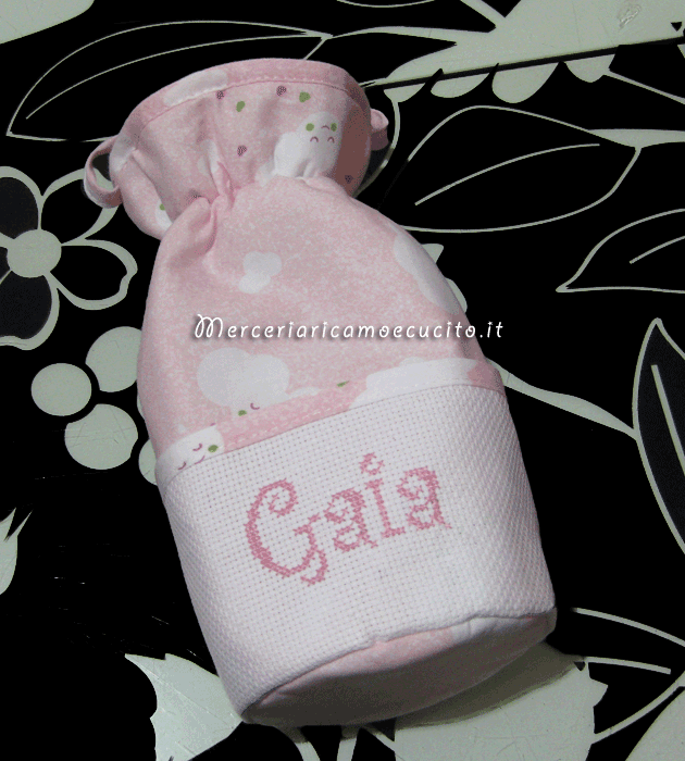 Porta biberon e ciuccio fantasia con nuvole per Vincenzo e Gaia