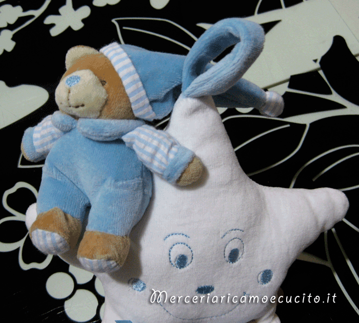 Fiocco nascita stellina celeste con orso per Leonardo