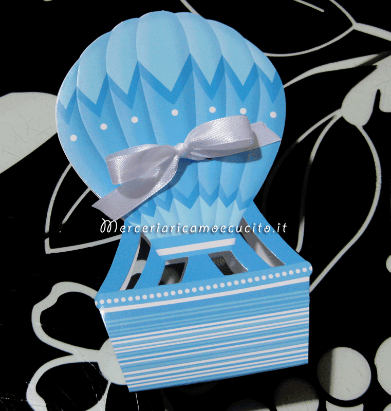 Scatolina bomboniera portaconfetti mongolfiera per bambino