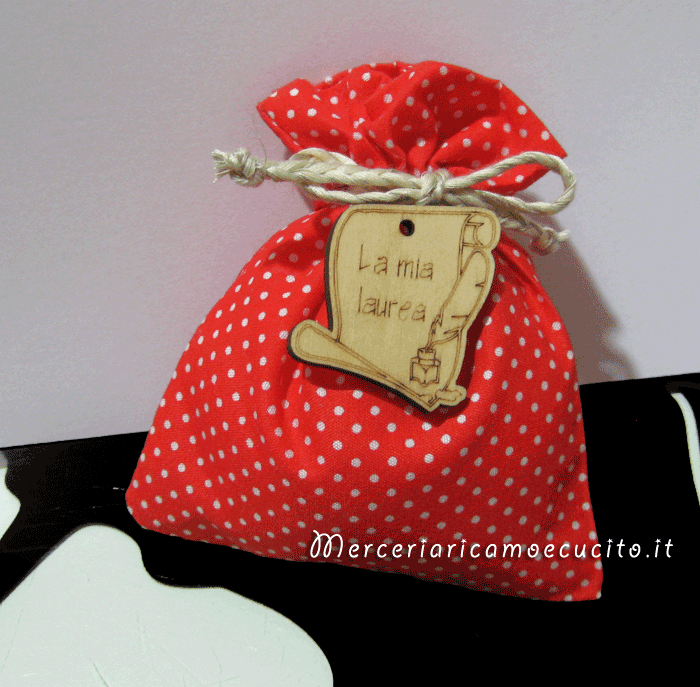 Sacchettini bomboniera rossi pois "La mia Laurea"