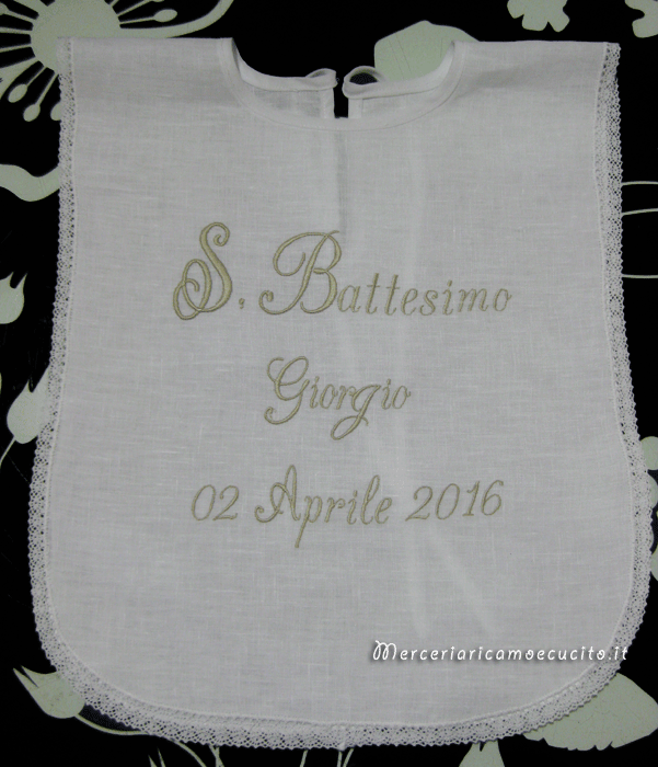 Camicina battesimale con asciugamano per il battesimo di Giorgio