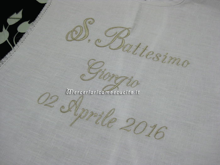 Camicina battesimale con asciugamano per il battesimo di Giorgio