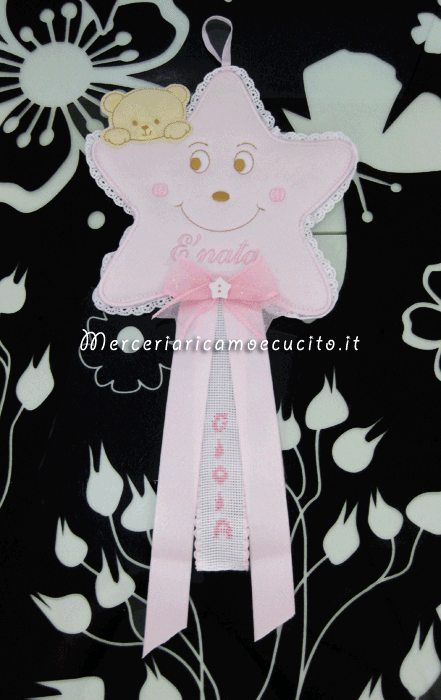 Cestino con orsetto, bustina e fiocco nascita stellina per Gioia