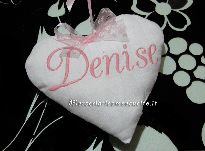 Fiocchi nascita luna con cicogna e cuore per Denise