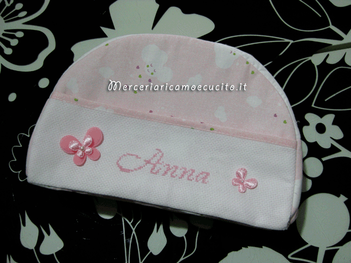 Set per nascita - Beauty, bustina coprifasciatoio, porta nineron e ciuccio fantasia con nuvole per Anna