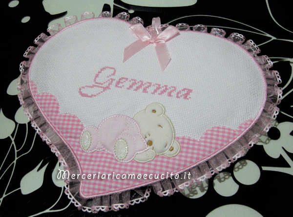 Set per nascita - Fiocco nascita, bavette e sacchetto elegante con orsetto per Gemma