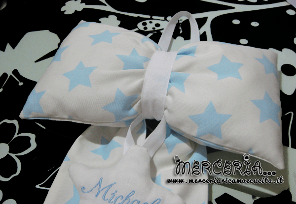 Fiocco nascita con stelle celeste e stellina per Michael