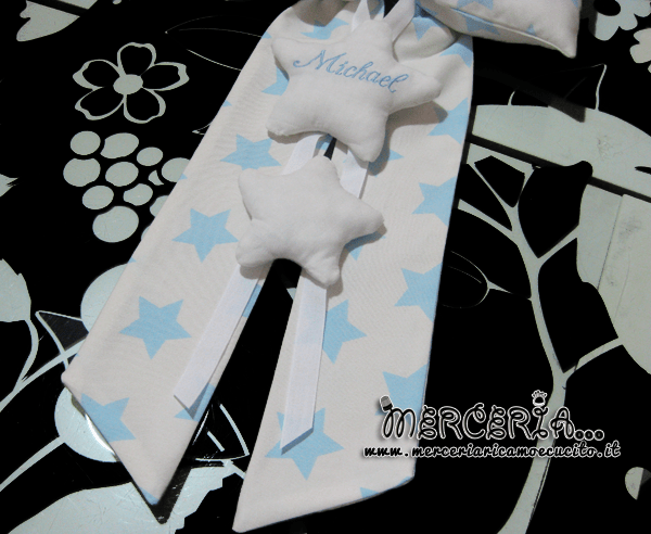 Fiocco nascita con stelle celeste e stellina per Michael
