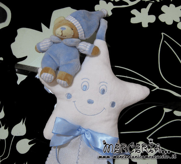 Fiocco nascita stellina celeste con orso per Gherardo