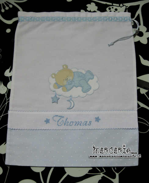 Set nascita - Copertina, sacchetto, accappatoio e busta per Thomas