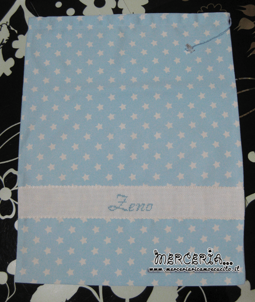 Sacchetti nascita e asilo fantasia con stelle per Zeno