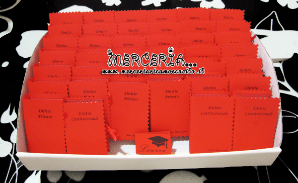 Bomboniera portaconfetti a forma di libro con esami Laurea in giurisprudenza per il Dott. Tonti