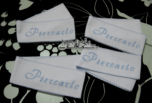 Ser asilo - Sacchetto, bavaglini pappa, bustine, asciugamani e bordure lenzuolini per Piercarlo