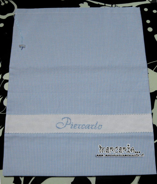 Ser asilo - Sacchetto, bavaglini pappa, bustine, asciugamani e bordure lenzuolini per Piercarlo