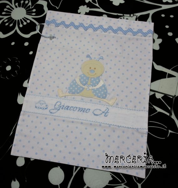 Sacchetti nascita e asilo e camicina per Giacomo
