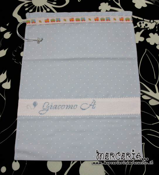 Sacchetti nascita e asilo e camicina per Giacomo