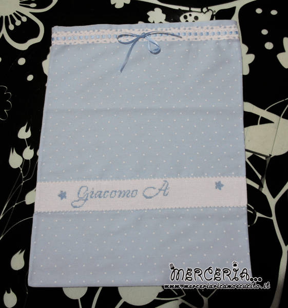 Sacchetti nascita e asilo e camicina per Giacomo