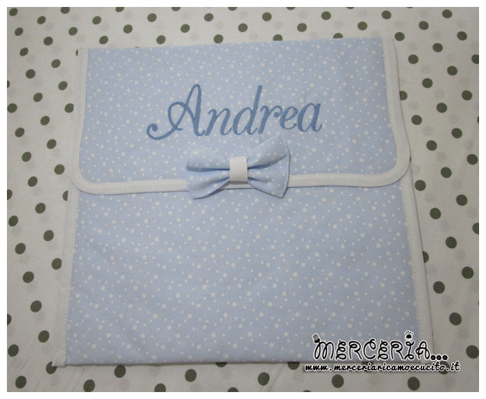 Busta porta oggetti trapuntata con stelline little star per Andrea