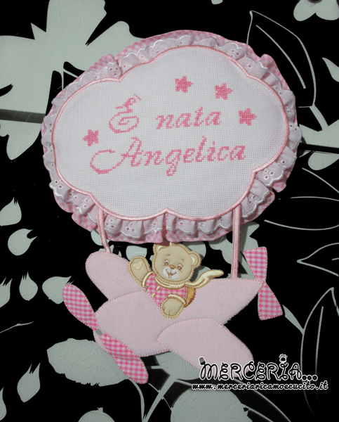 Fiocco nascita aeroplano rosa È nata Angelica