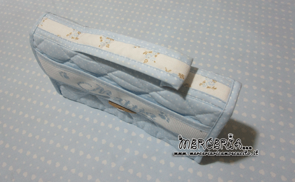 Sacchetto bicolore fantasia con pois e beauty con pois per Mattia