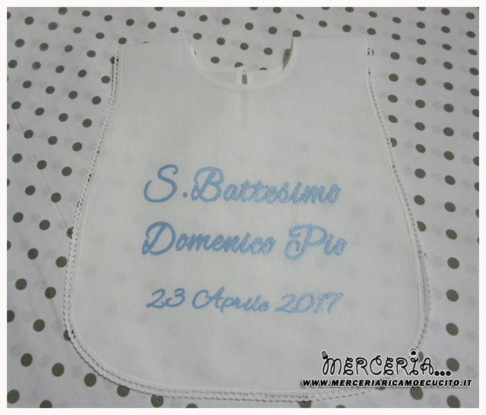 Camicina bavaglino battesimale in cotone per Domenico Pio