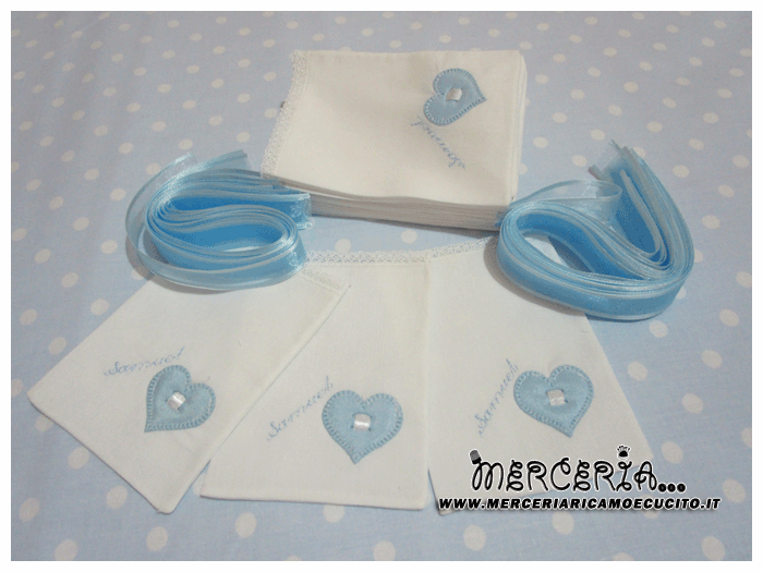 Sacchettini bomboniera portaconfetti bianchi con cuore per Samuel