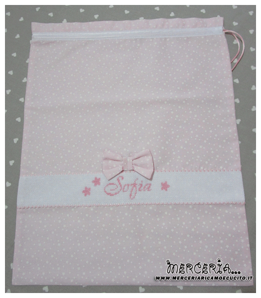 Sacchetto nascita e asilo con stelline little star per Sofia