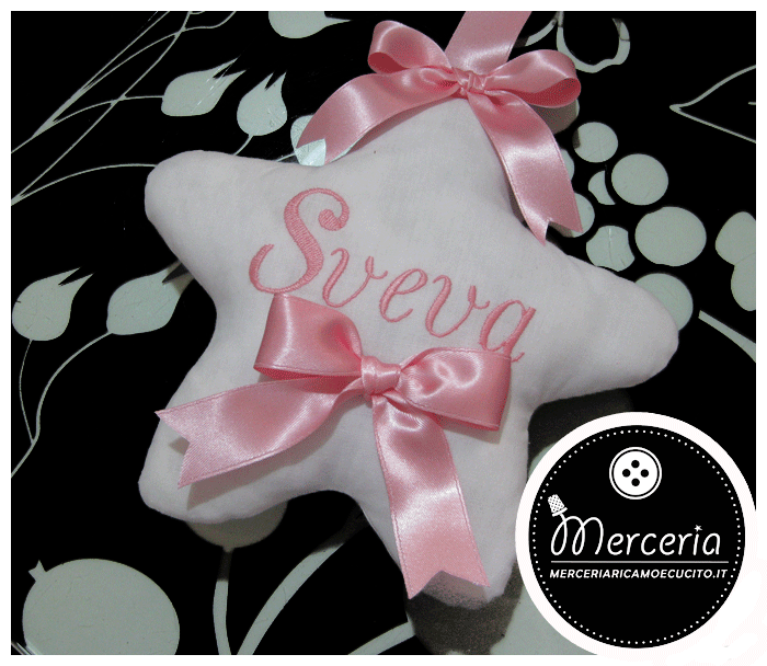 Fiocco nascita rosa sacco con orsetto “È nata” per Sveva