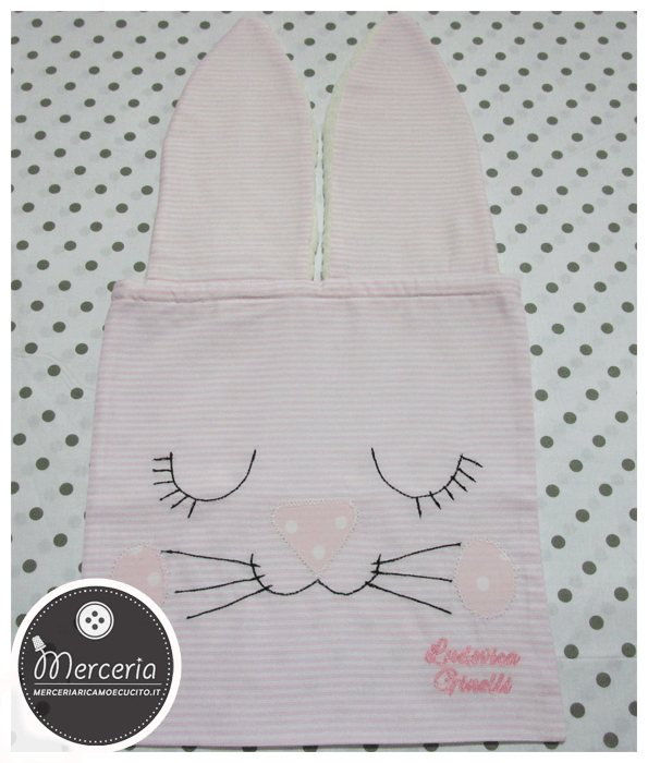 Sacco nascita e asilo coniglio rosa per Ludovica