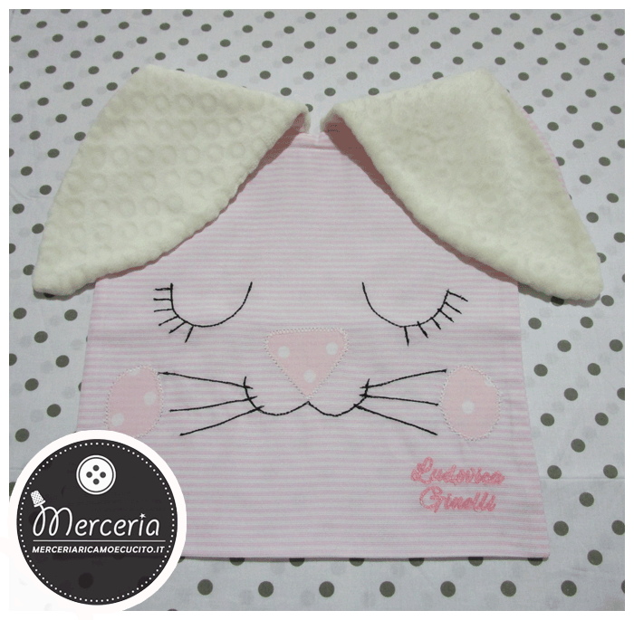 Sacco nascita e asilo coniglio rosa per Ludovica