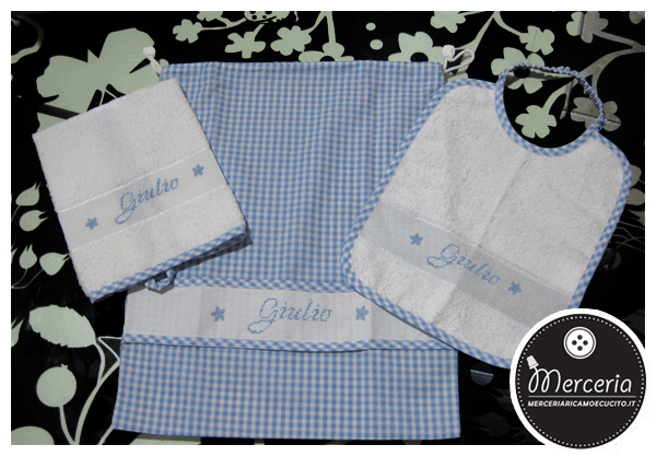 Set asilo - Sacchetto, asciugamano e bavaglia per Giulio