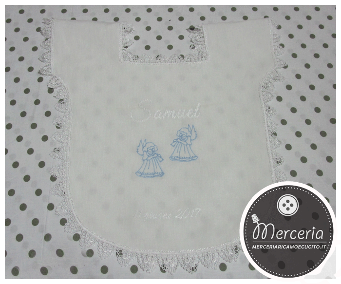 Bavaglino in lino con angioletti per Samuel