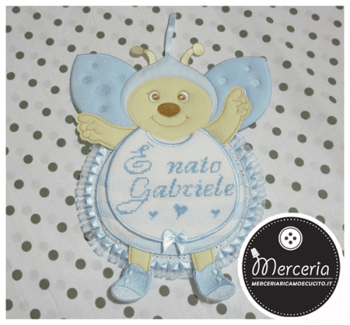 Fiocco nascita coccinella celeste È nato Gabriele