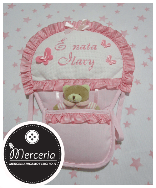 Fiocco nascita mongolfiera rosa È nata Ilary