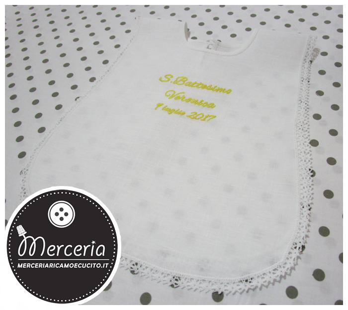 Camicina bavaglino battesimo in lino per Veronica