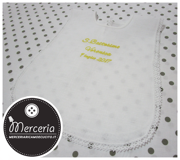 Camicina bavaglino battesimo in lino per Veronica