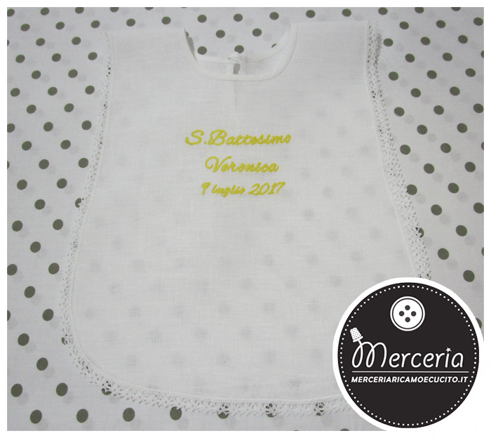 Camicina bavaglino battesimo in lino per Veronica