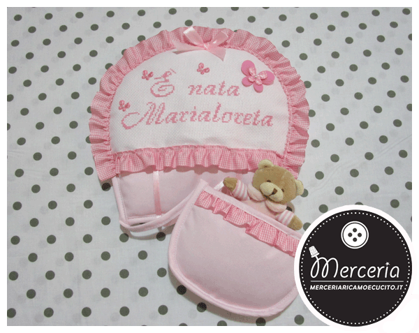 Fiocco nascita mongolfiera rosa È nata Marialoreta