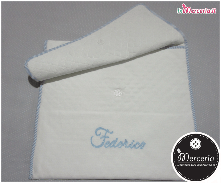 Busta portaoggetti bianca con orsetto dormiglione per Federico