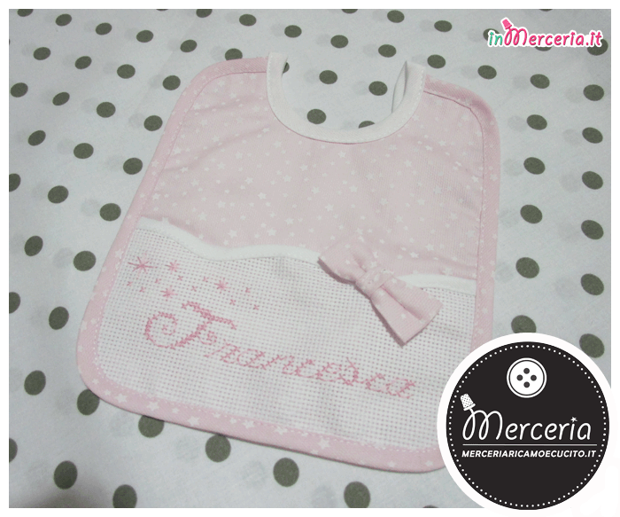 Busta coprifasciatoio e bavetta rosa little star per Francesca