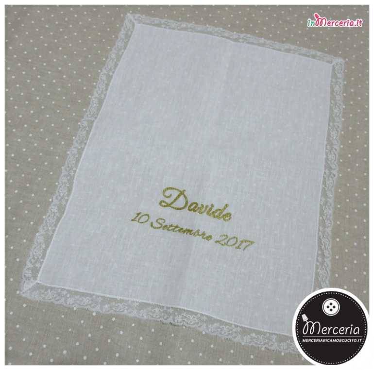 Asciugamano in lino con merletto per Davide