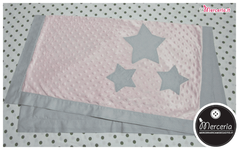 Copertina neonato in ciniglia con bolle e stelle