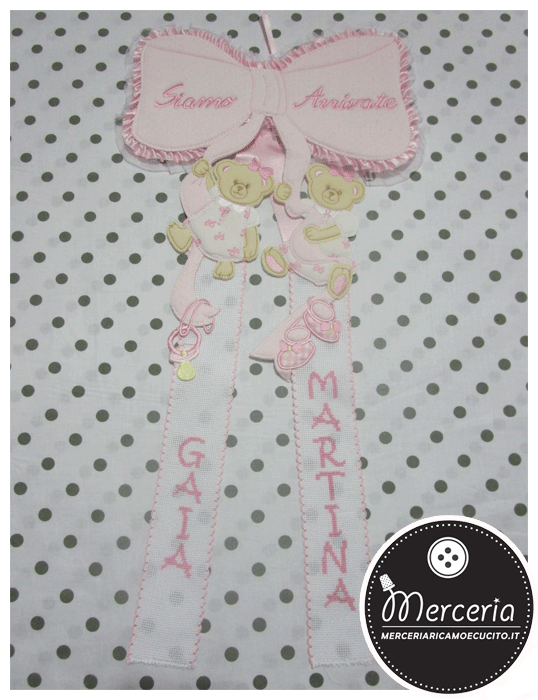 Fiocco nascita gemelle Siamo arrivate per Giaia e Martina