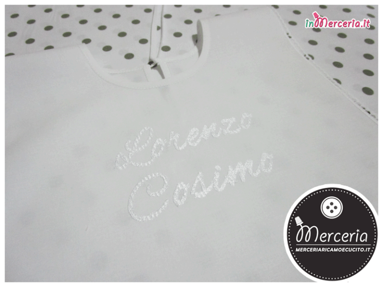 Camicina bavaglino battesimo in cotone per "Lorenzo Cosimo"